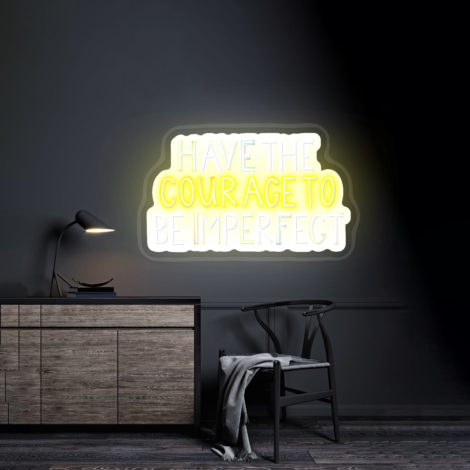 Have The Courage To Be Imperfect Positivity Lettering Neon Wall Sign - Shineneon