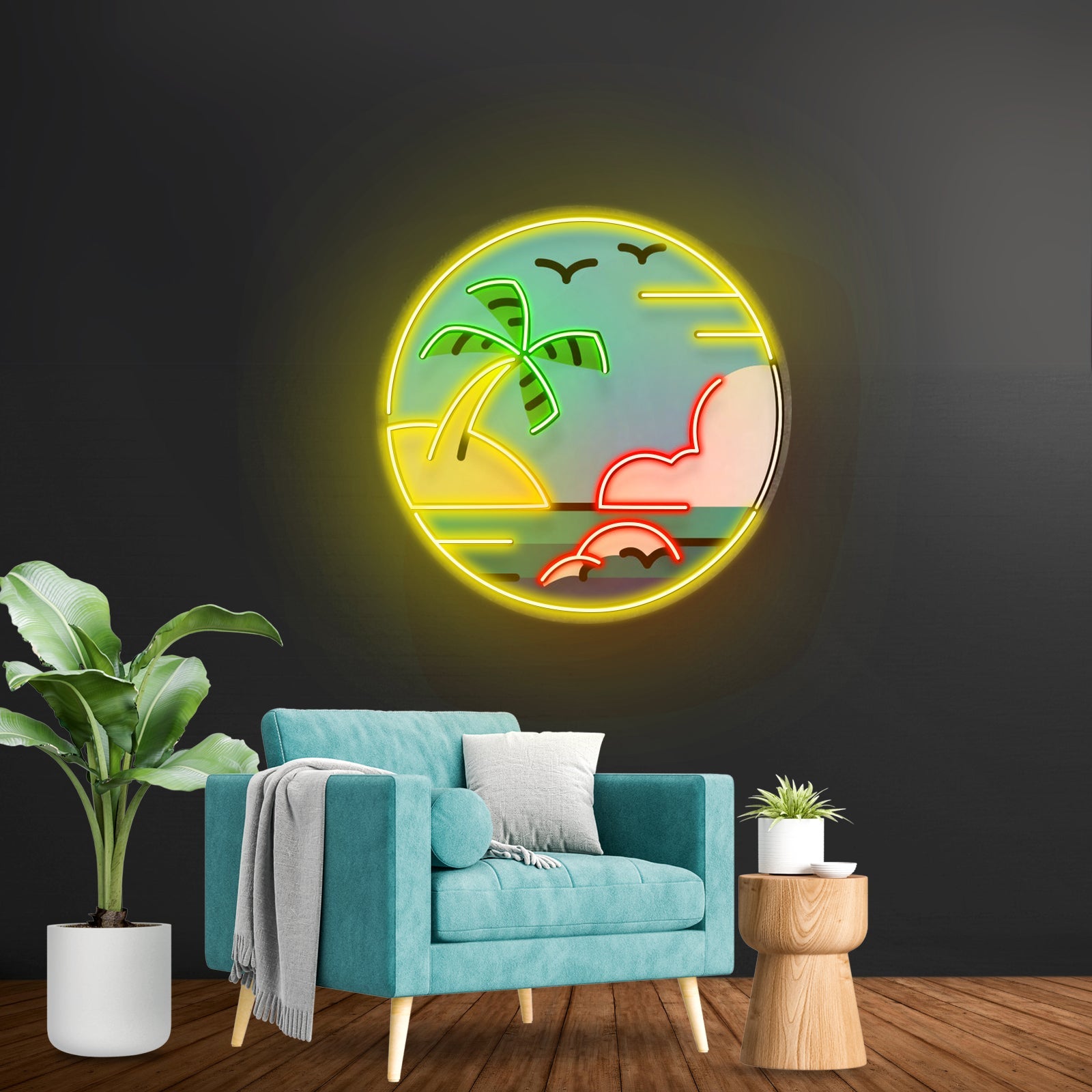 Hawaii Beach Circle Led Neon Sign Light Custom Led Signs - Shineneon