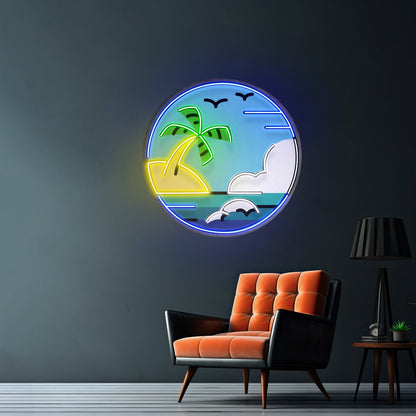 Hawaii Beach Circle Led Neon Sign Light Custom Led Signs - Shineneon