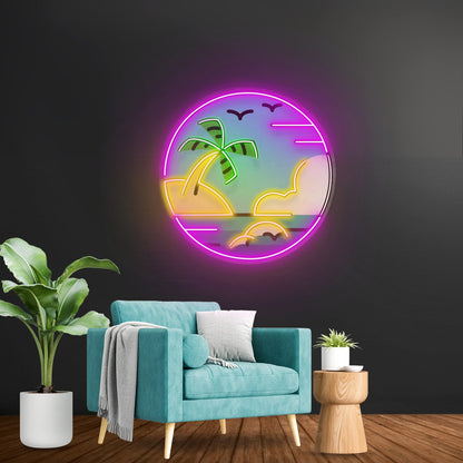 Hawaii Beach Circle Led Neon Sign Light Custom Led Signs - Shineneon