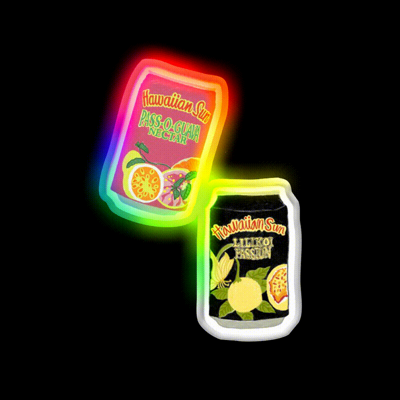 Hawaii S Favorite Juice Snack Food Led Neon Sign Rgb Color - LED neon sign close-up detail