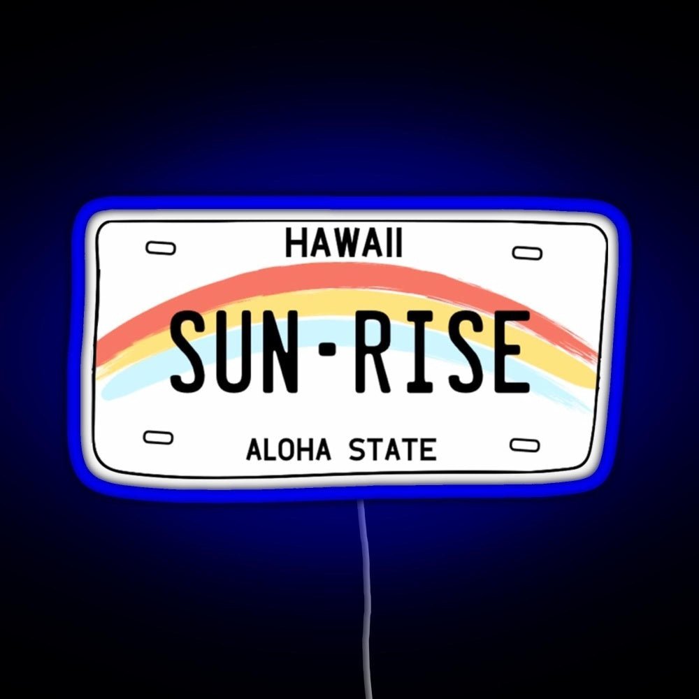 Hawaii Sunrise Licence Plate Rgb Neon Sign - Shineneon