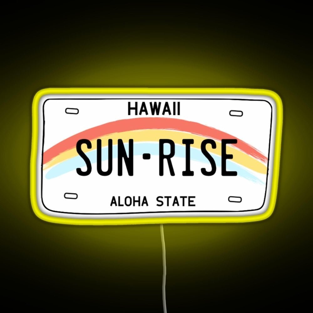 Hawaii Sunrise Licence Plate Rgb Neon Sign - Shineneon
