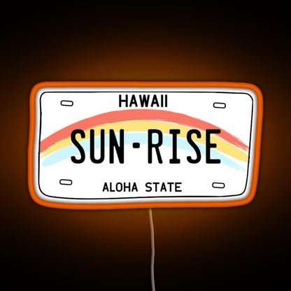 Hawaii Sunrise Licence Plate Rgb Neon Sign - Shineneon