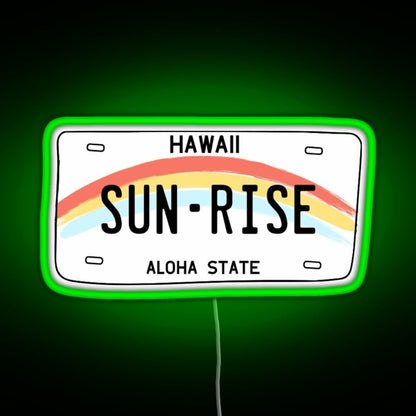 Hawaii Sunrise Licence Plate Rgb Neon Sign - Shineneon