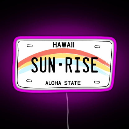 Hawaii Sunrise Licence Plate Rgb Neon Sign - Shineneon