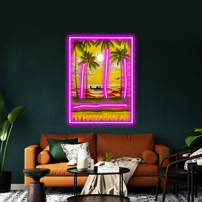 Hawaiian Air Travel And Tourism Print Wall Artwork Neon Signs