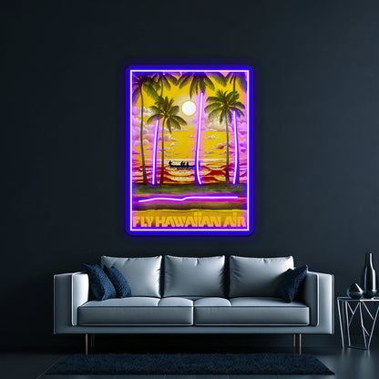 Hawaiian Air Travel And Tourism Print Wall Artwork Neon Signs