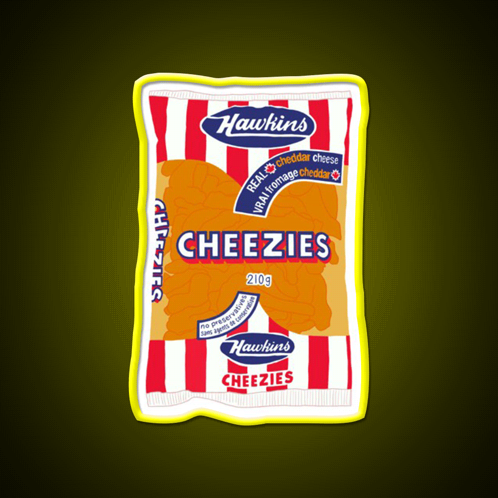 Hawkins Cheezies Snack Food Led Neon Sign Rgb Color - Custom LED neon sign front view