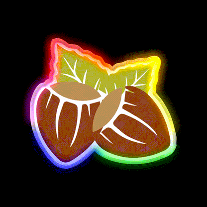 Hazelnut Snack Food Led Neon Sign Rgb Color - LED neon sign close-up detail