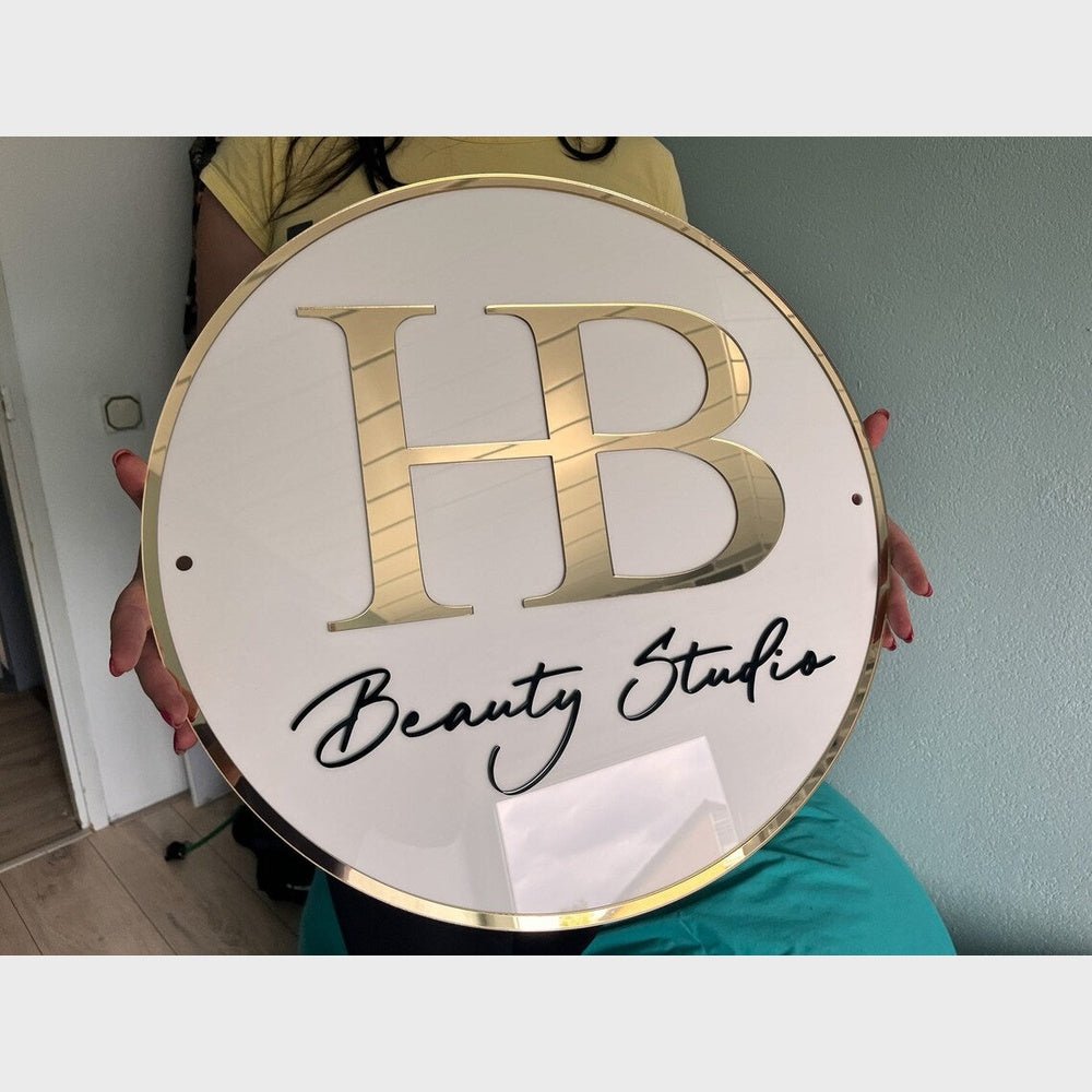 Hb Beauty Studio Acrylic Business Logo Sign - Shineneon