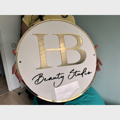 Hb Beauty Studio Acrylic Business Logo Sign - Shineneon