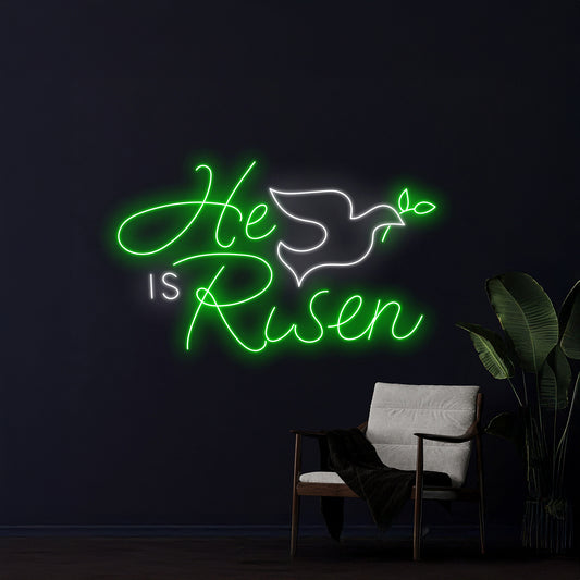 He Is Risen Dove Neon Sign Room Wall Decor