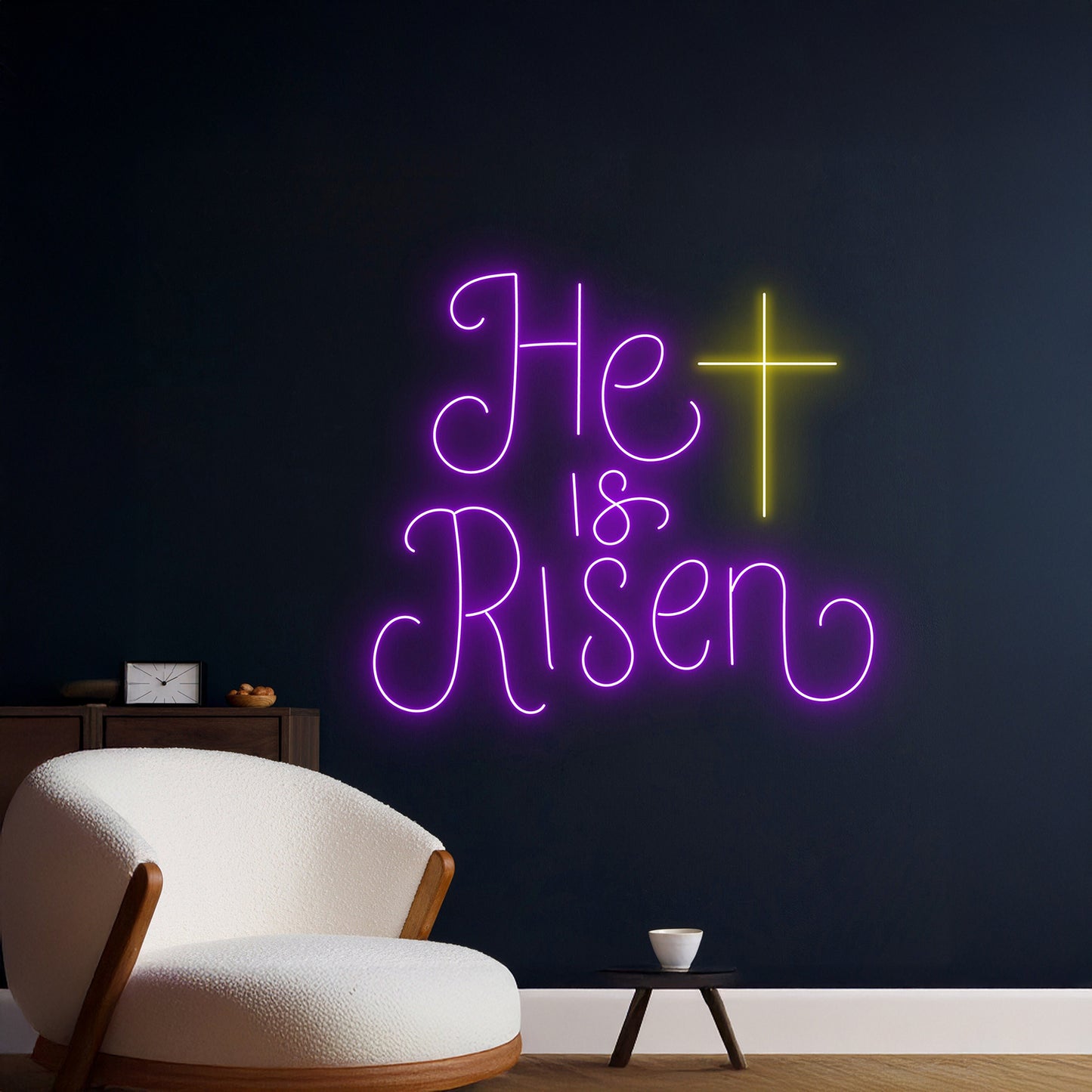 He Is Risen Neon Sign Jesus Cross Led Light