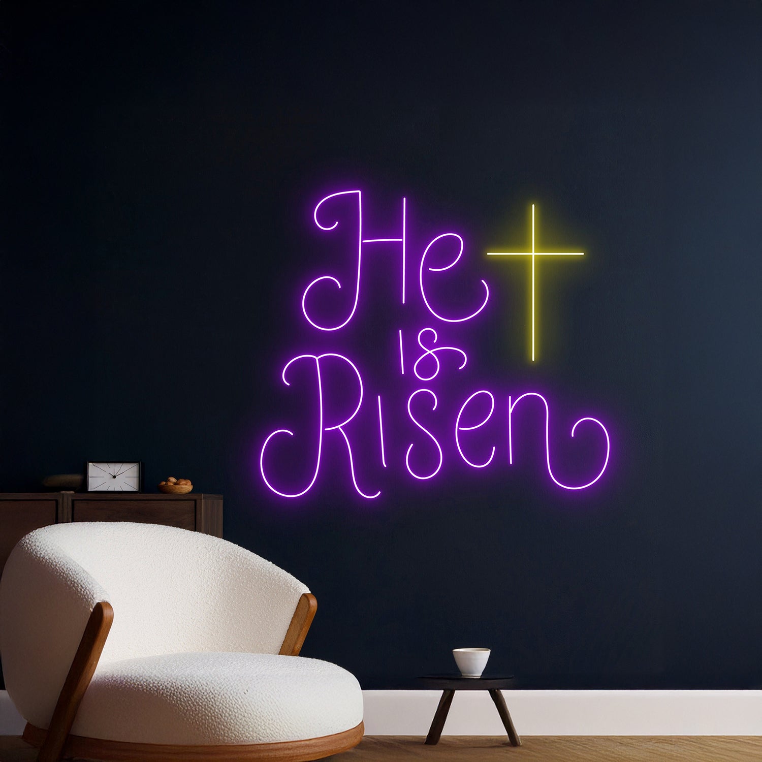 He Is Risen Neon Sign Jesus Cross Led Light | Shineneon