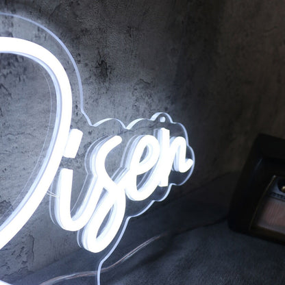 He Is Risen White Led Neon Sign For Religious And Spiritual Spaces | Shineneon