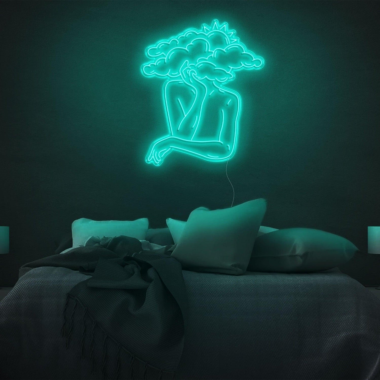 Head In Clouds Abstract Silhouette Led Neon Sign For Modern Bedroom Decor | Shineneon