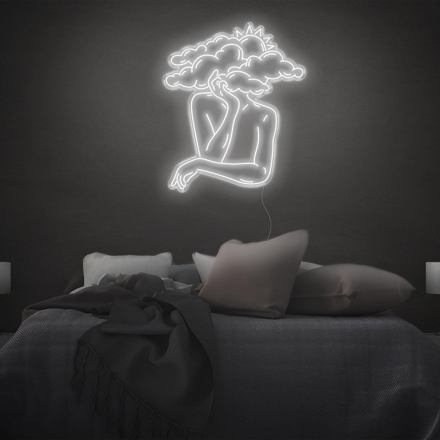 Head In Clouds Abstract Silhouette Led Neon Sign For Modern Bedroom Decor | Shineneon