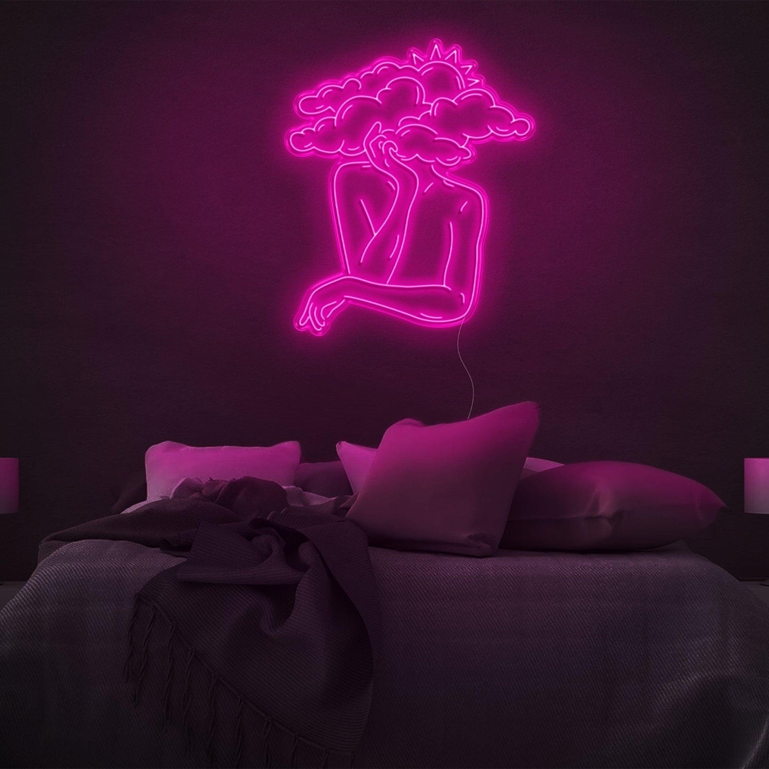 Head In Clouds Abstract Silhouette Led Neon Sign For Modern Bedroom Decor | Shineneon