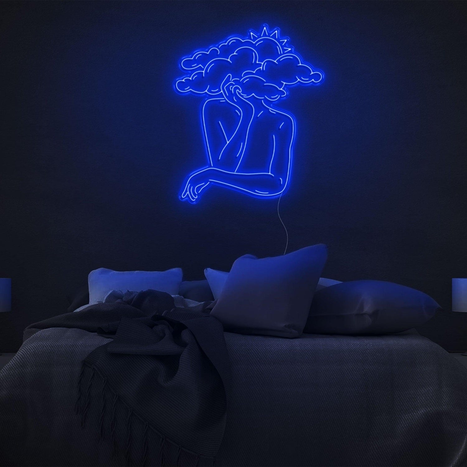 Head In Clouds Abstract Silhouette Led Neon Sign For Modern Bedroom Decor | Shineneon