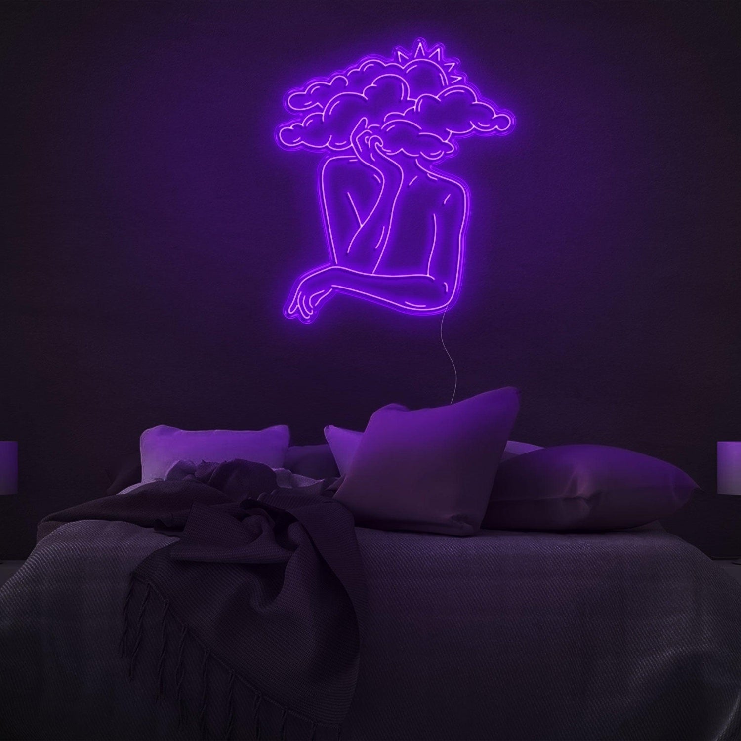 Head In Clouds Abstract Silhouette Led Neon Sign For Modern Bedroom Decor | Shineneon