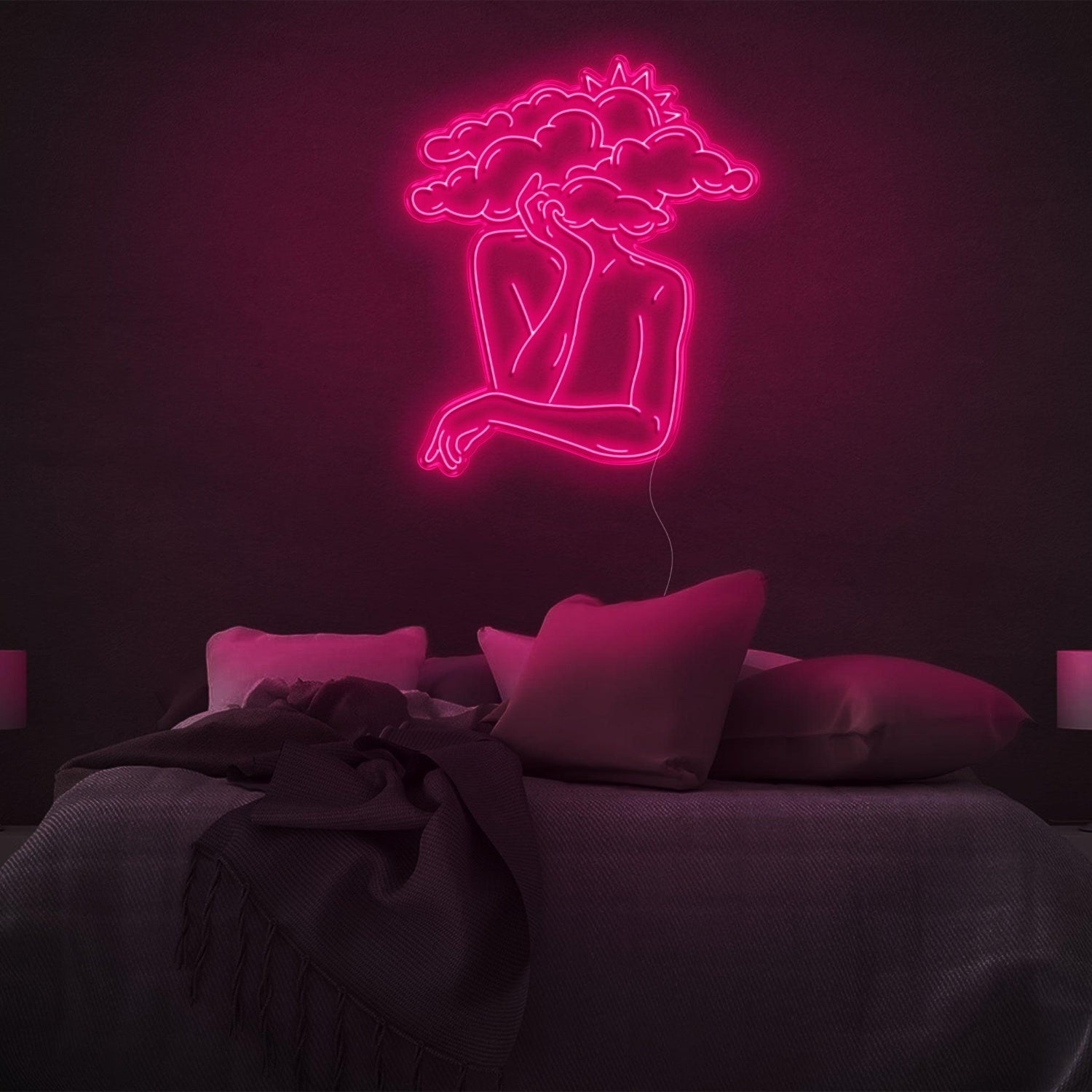 Head In Clouds Abstract Silhouette Led Neon Sign For Modern Bedroom Decor | Shineneon