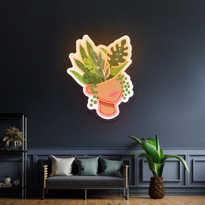 Head Planter Pot Personalized Light Up Sign - Shineneon