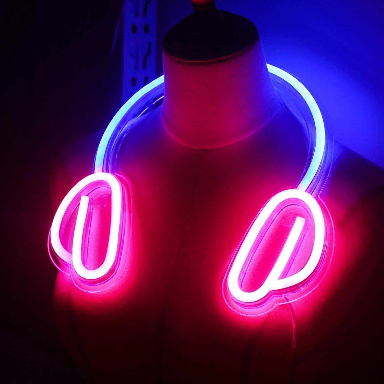 Headphone Blue Pink Led Neon Sign For Home Bar Cafe Decor - Shineneon