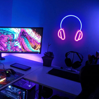 Headphone Blue Pink Led Neon Sign For Home Bar Cafe Decor - Shineneon