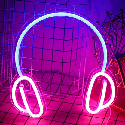 Headphone Blue Pink Led Neon Sign For Home Bar Cafe Decor - Shineneon