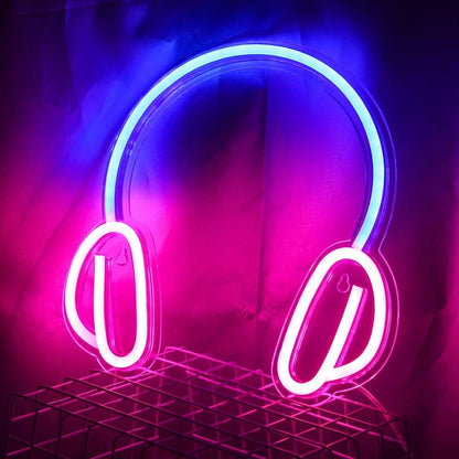 Headphone Blue Pink Led Neon Sign For Home Bar Cafe Decor - Shineneon