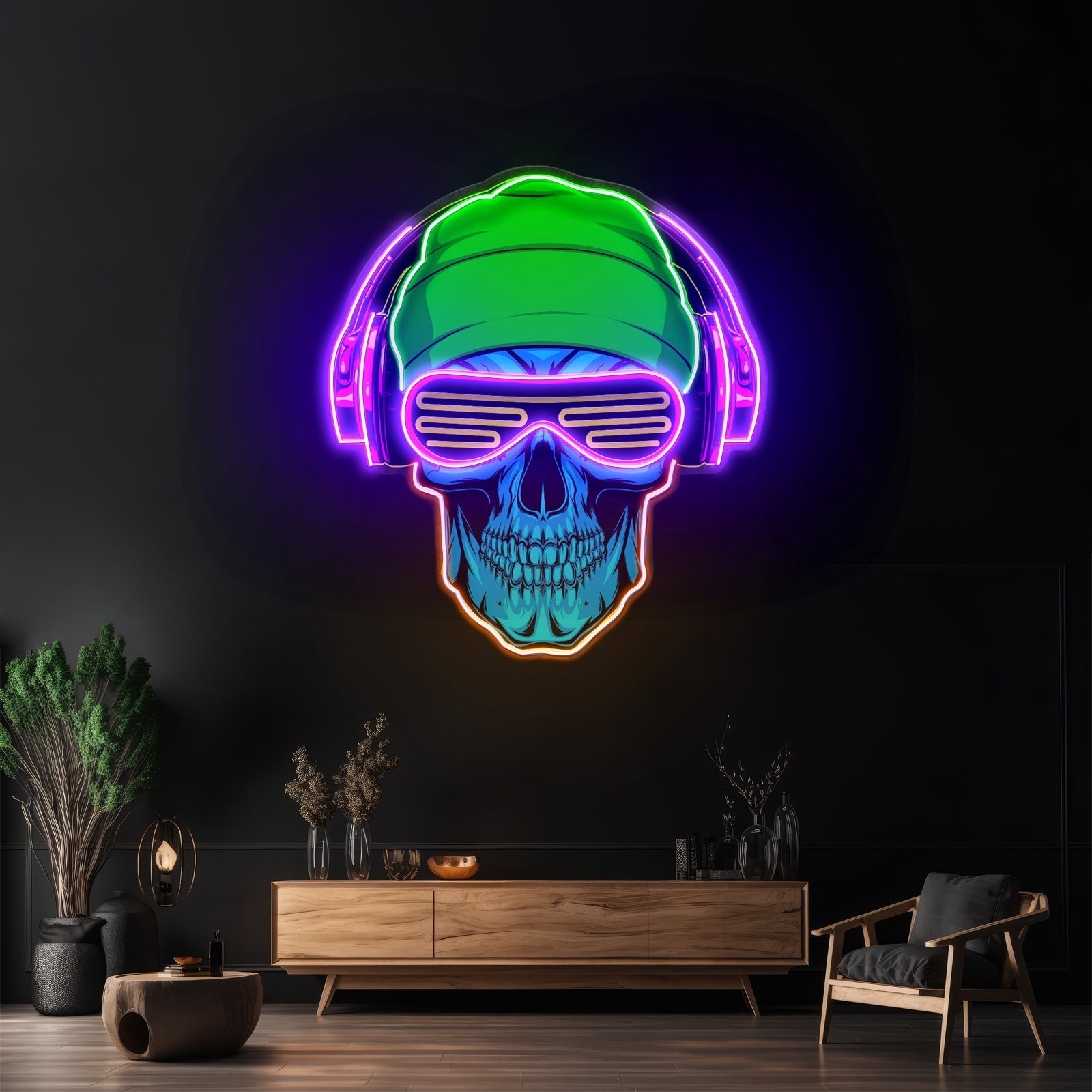 Headphone Skull Led Neon Sign Light Custom Led Signs - Shineneon
