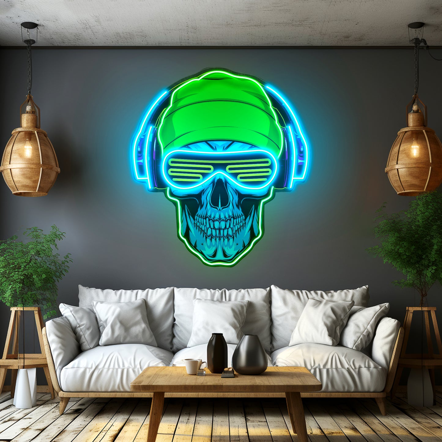 Headphone Skull Led Neon Sign Light Custom Led Signs