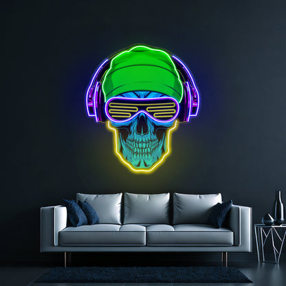 Headphone Skull Led Neon Sign Light Custom Led Signs