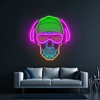 Headphone Skull Led Neon Sign Light Custom Led Signs