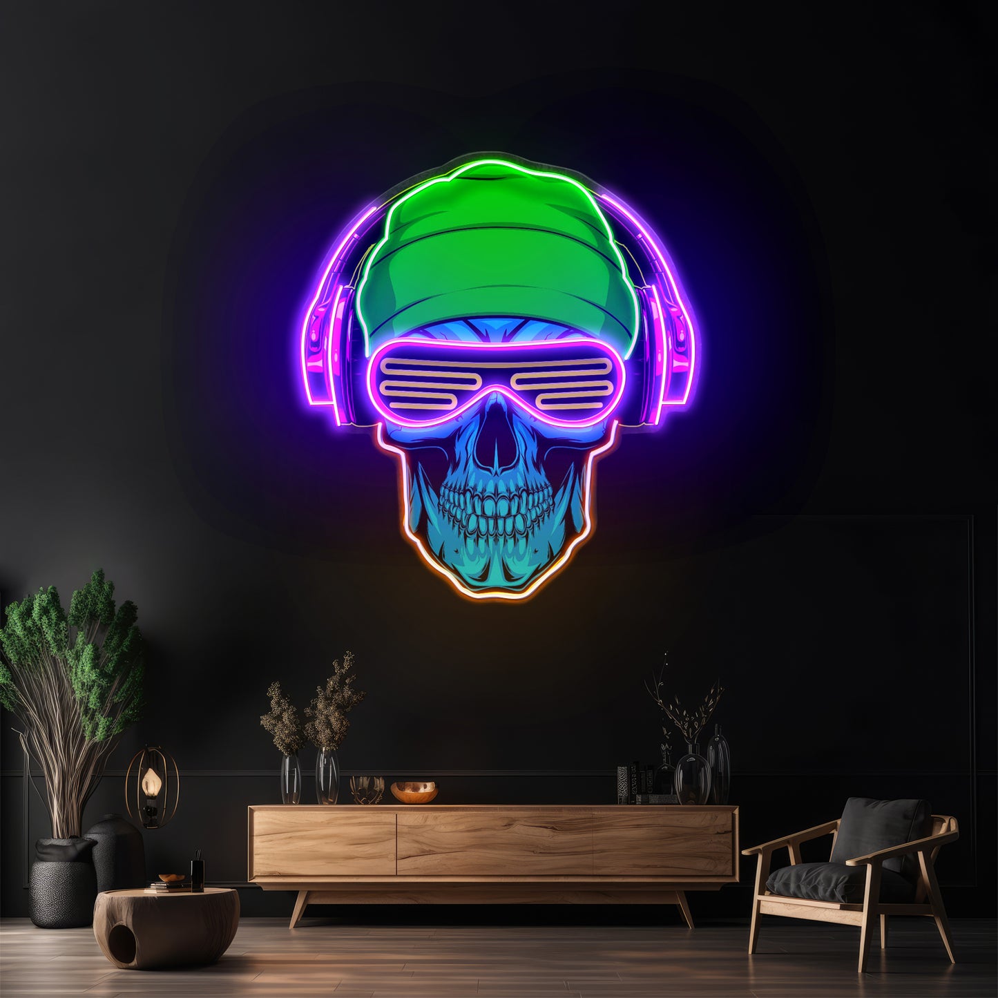 Headphone Skull Led Neon Sign Light Custom Led Signs