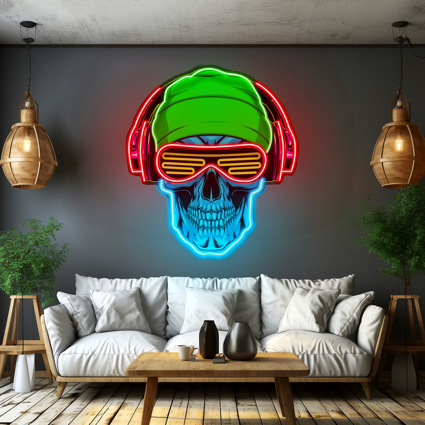 Headphone Skull Led Neon Sign Light Custom Led Signs