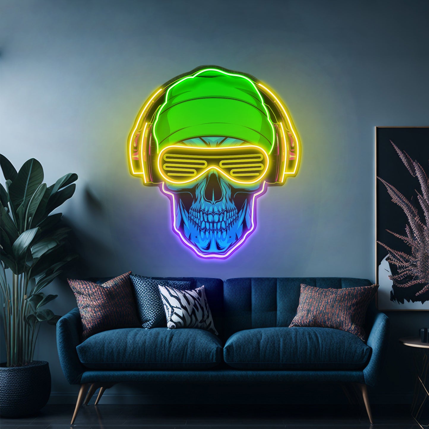 Headphone Skull Led Neon Sign Light Custom Led Signs