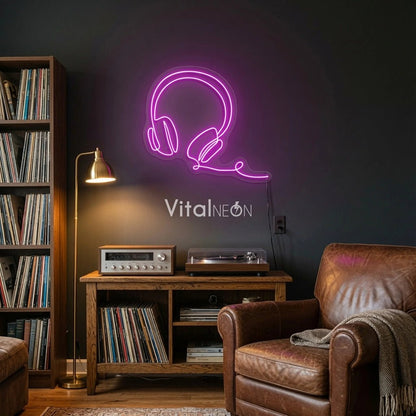 Headphones Line Art LED Neon Sign - Shineneon