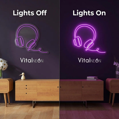 Headphones Line Art LED Neon Sign - Shineneon
