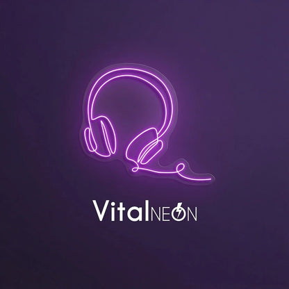 Headphones Line Art LED Neon Sign - Shineneon