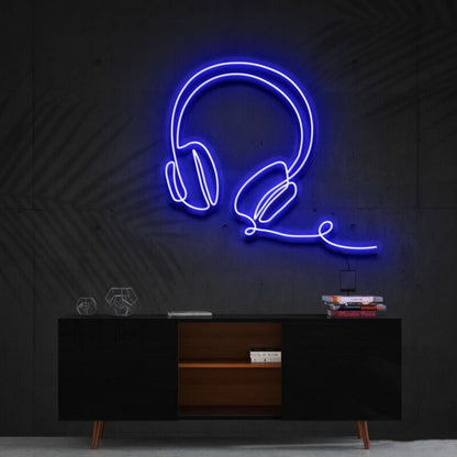 Headphones Line Art Led Neon Sign For Music Studios And Game Rooms | Shineneon