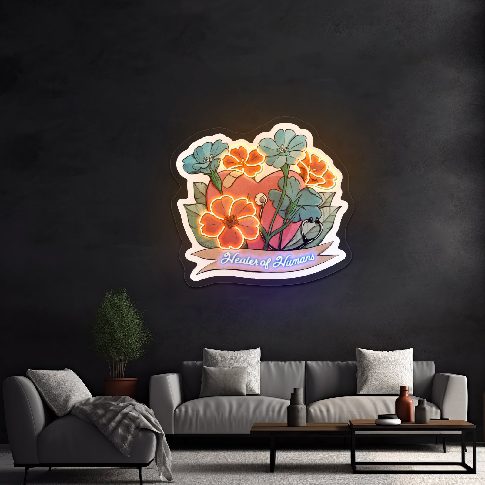 Healer Of Humans Light Up Sign Custom