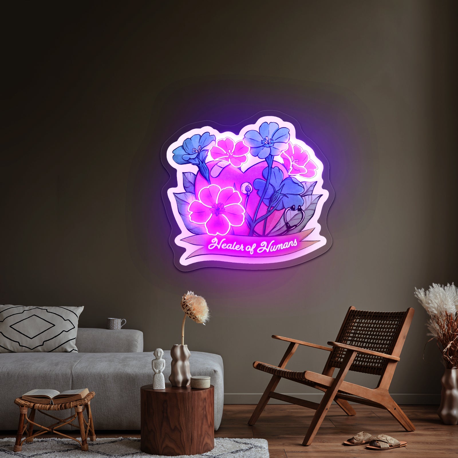 Healer Of Humans Light Up Sign Custom