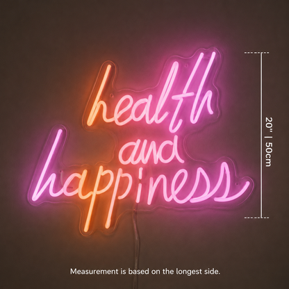 Health And Happiness Wall Decor LED Neon Sign - 04 Size Image