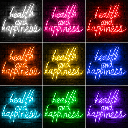 Health And Happiness Wall Decor LED Neon Sign - 05 Color Grid