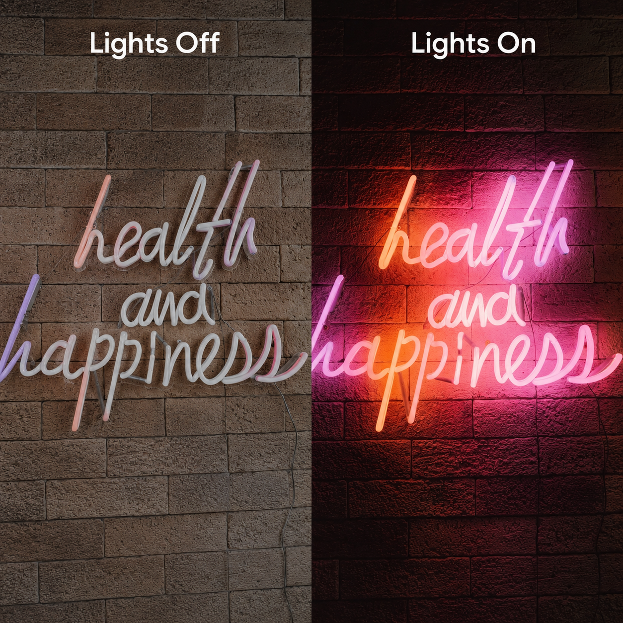 Health And Happiness Wall Decor LED Neon Sign - 06 Day Night Comparison