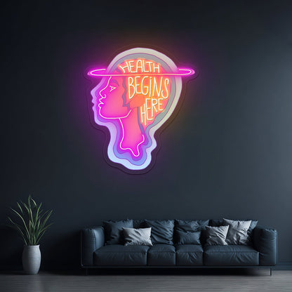 Health Begins Here Mental Health Personalized Neon Light Signs - Shineneon