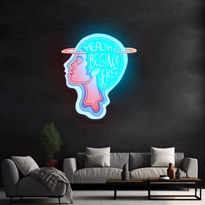 Health Begins Here Mental Health Personalized Neon Light Signs - Shineneon