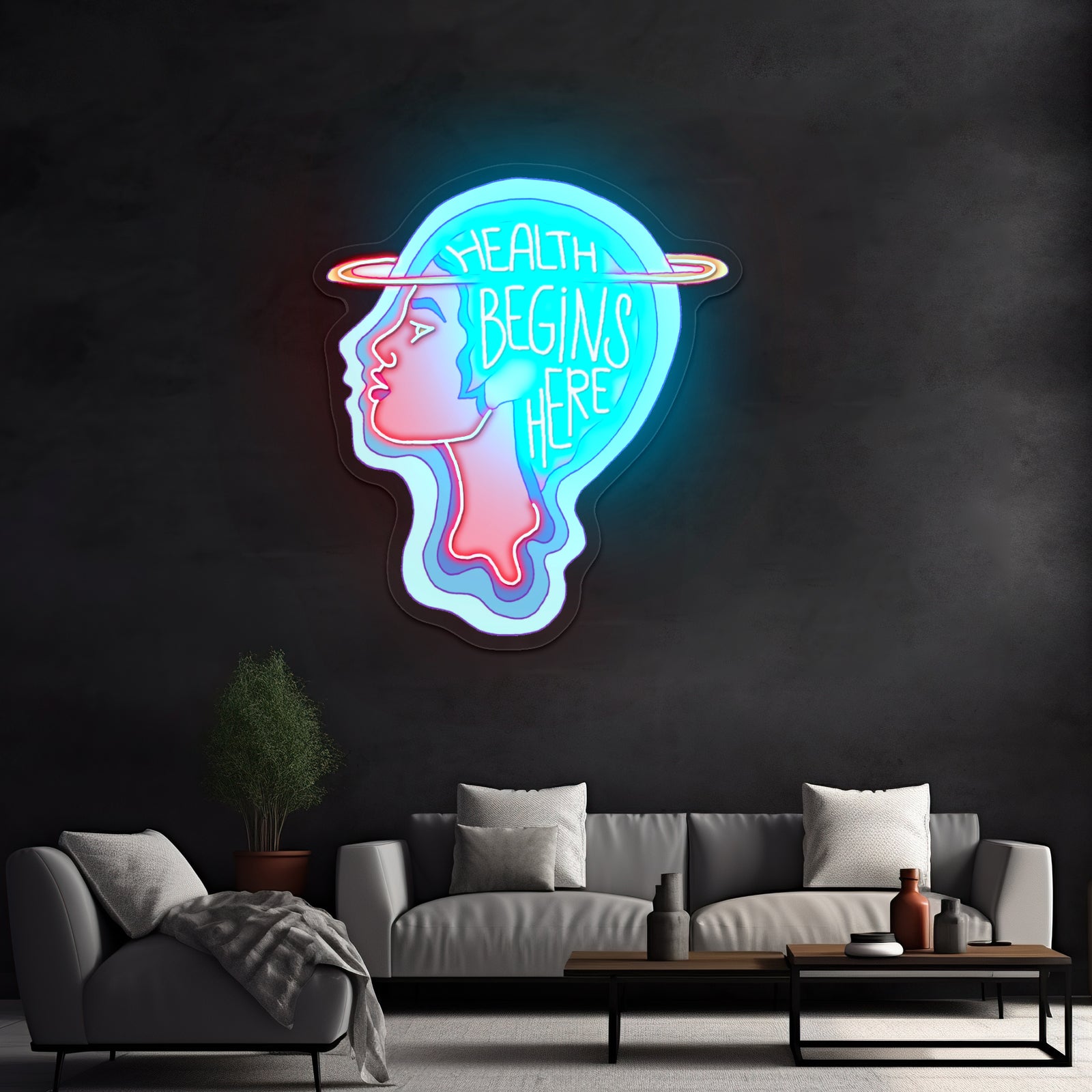 Health Begins Here Mental Health Personalized Neon Light Signs